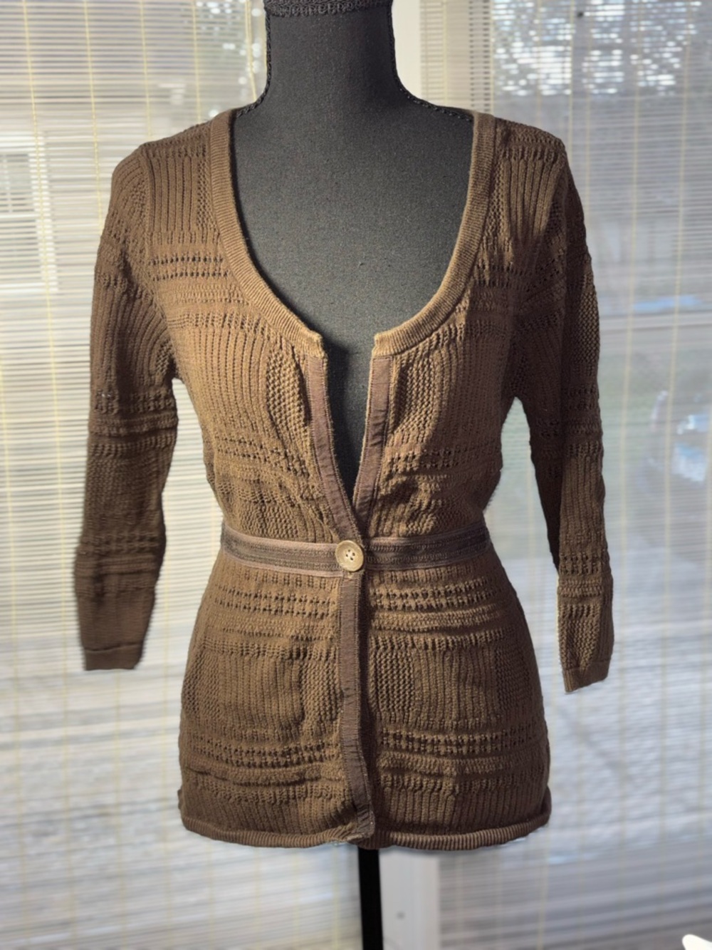 Eddie Bauer Brown Knit Button-Front Women's Cardigan